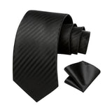 Stripe Tie Handkerchief Set - 7-BLACK 