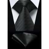 Stripe Tie Handkerchief Set - 7-BLACK 