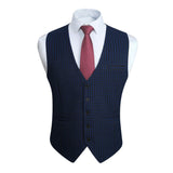 Plaid Slim Vest - B8-NAVY BLUE 