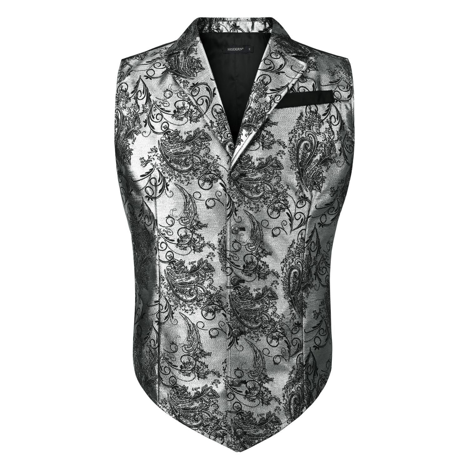 Gothic Lapel Vest for Men - SILVER/BLACK-6
