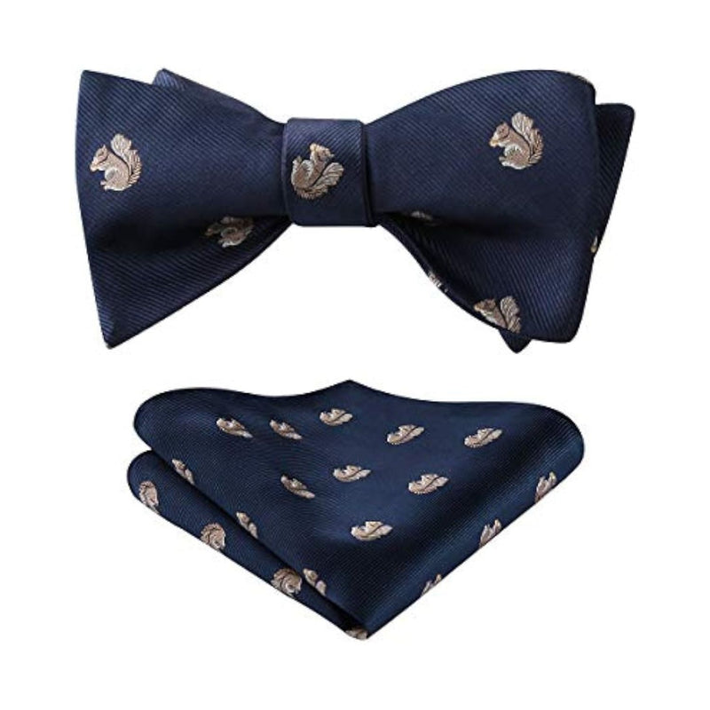 Squirrel Bow Tie & Pocket Square - BLUE 