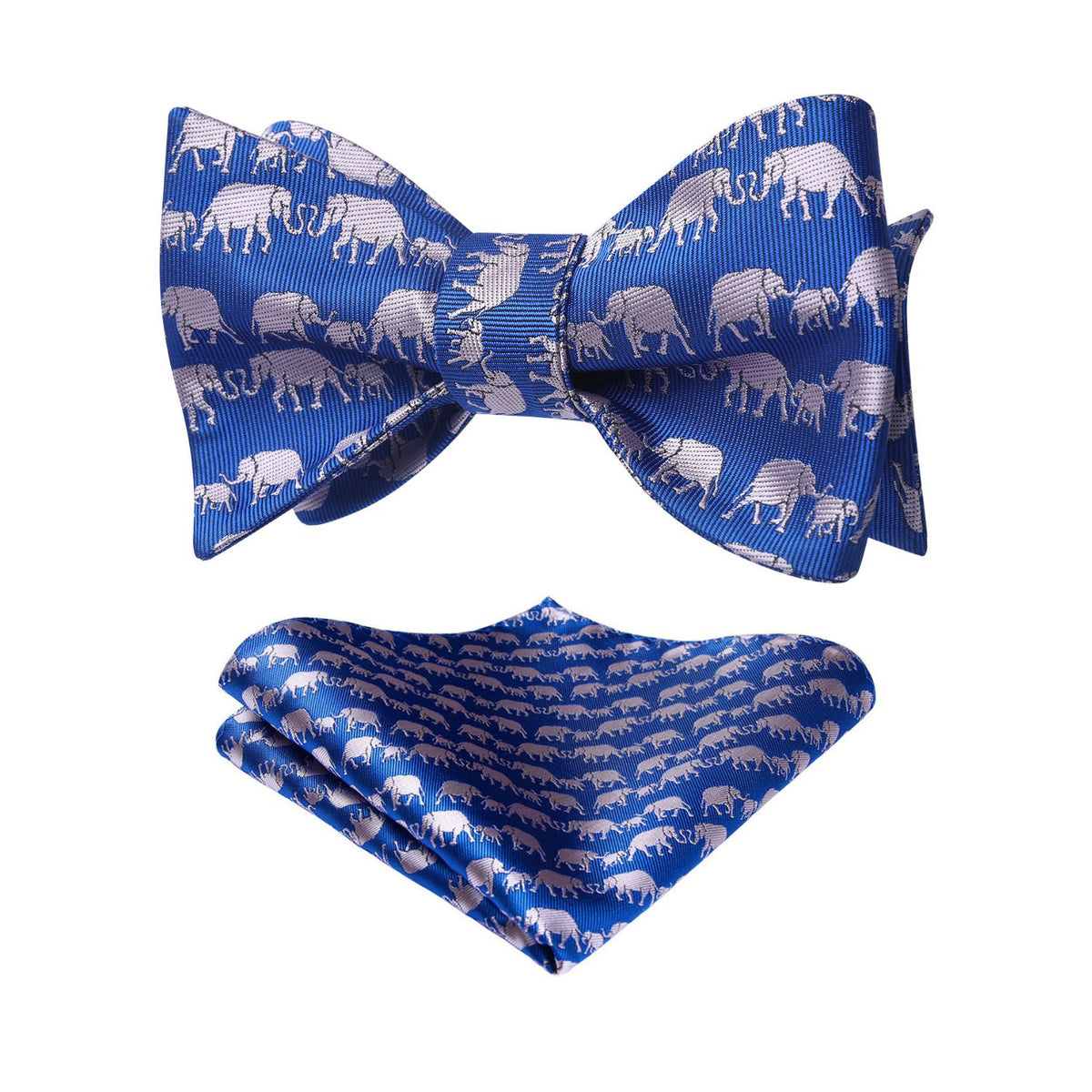 Elephant Bow Tie & Pocket Square - BLUE