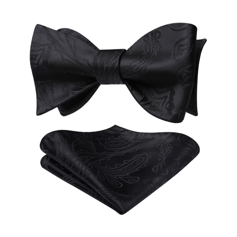 Paisley Bow Tie & Pocket Square - 2-BLACK 