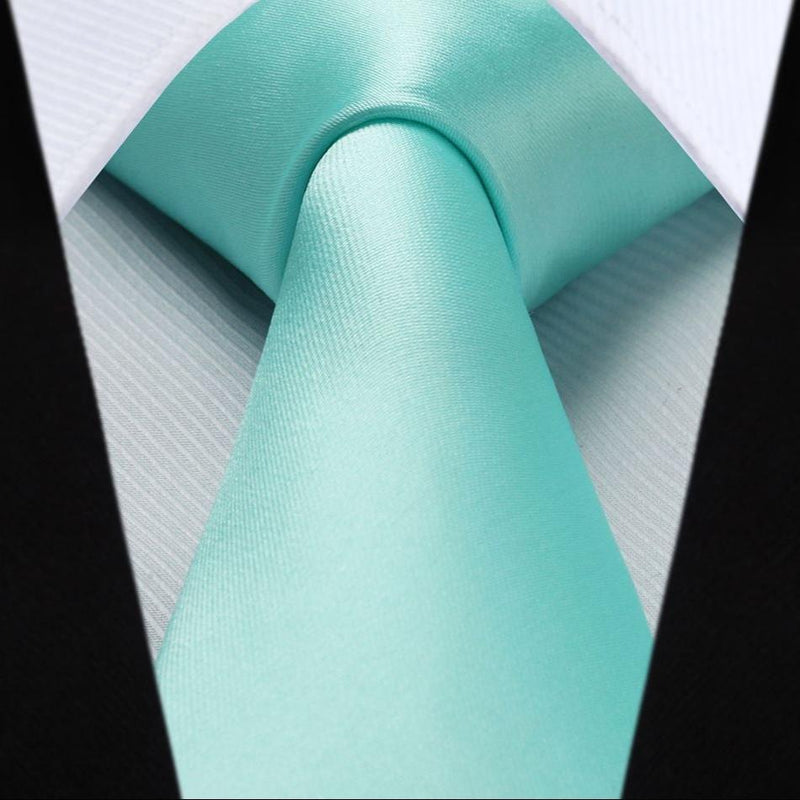 Solid Tie Handkerchief Set - MINT GREEN 