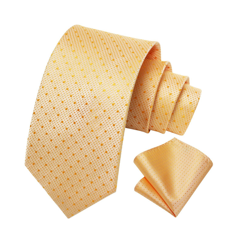 Polka Dot Tie Handkerchief Set - YELLOW-POLKA DOT 