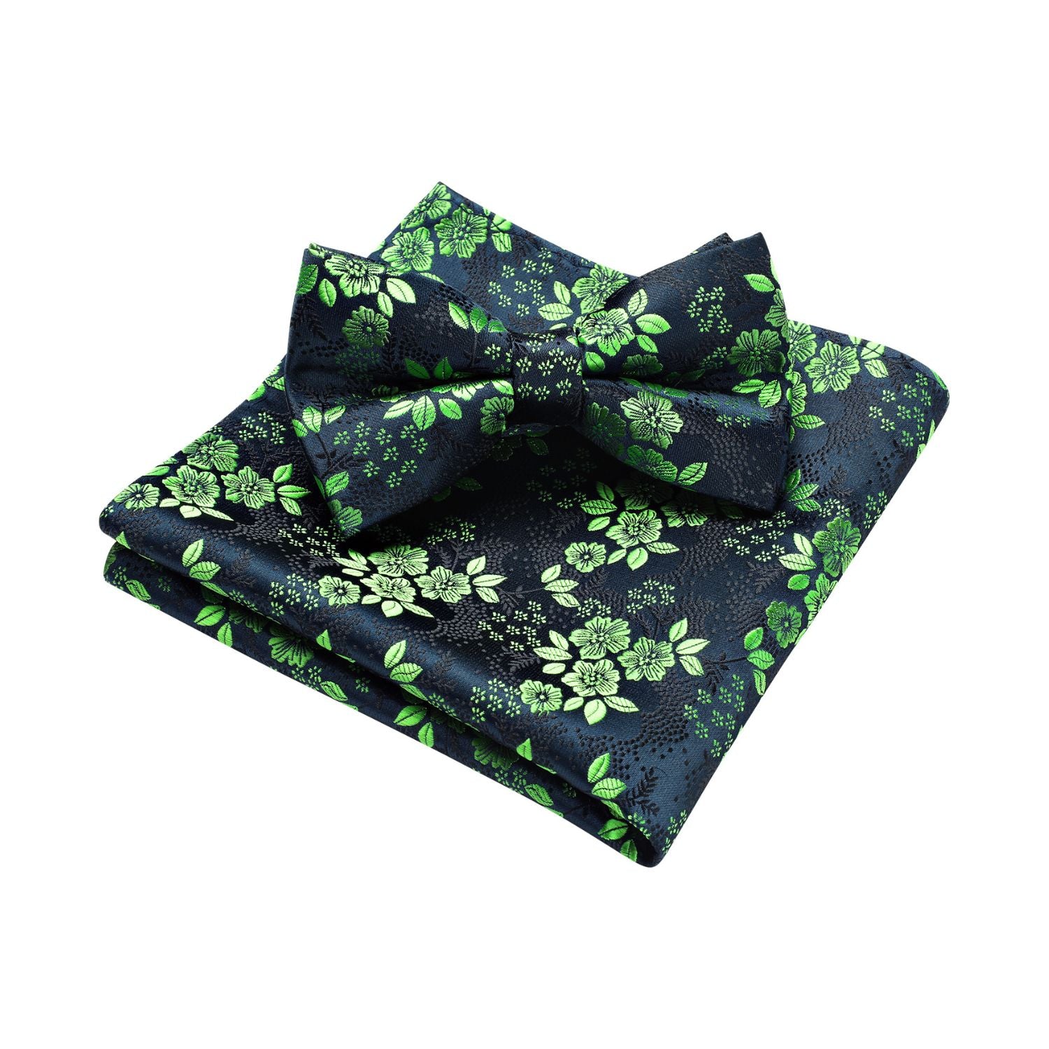 Paisley Pre-Tied Bow Tie & Pocket Square - G-GREEN 4