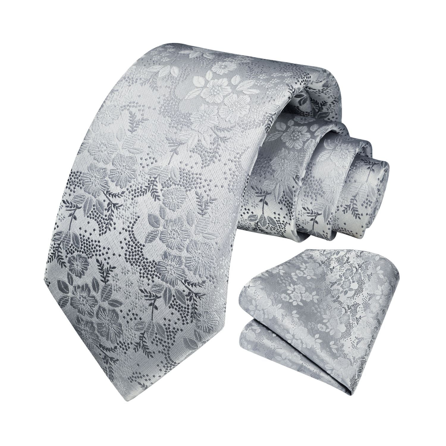 Floral Tie Handkerchief Set - X-BLACK/WHITE