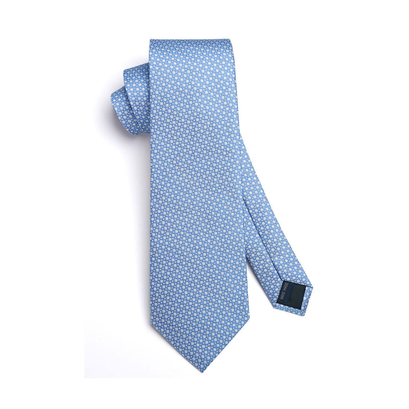 Houndstooth Tie Handkerchief Set - Z-LIGHT BLUE 