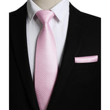 Houndstooth Tie Handkerchief Set - PINK/WHITE 