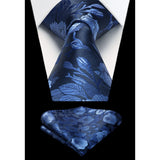 Floral Tie Handkerchief Set - BLUE 