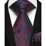 Floral Tie Handkerchief Set - 14 RED 