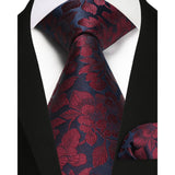 Floral Tie Handkerchief Set - 13 RED 