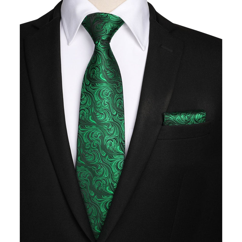 Floral Tie Handkerchief Set - GREEN-8