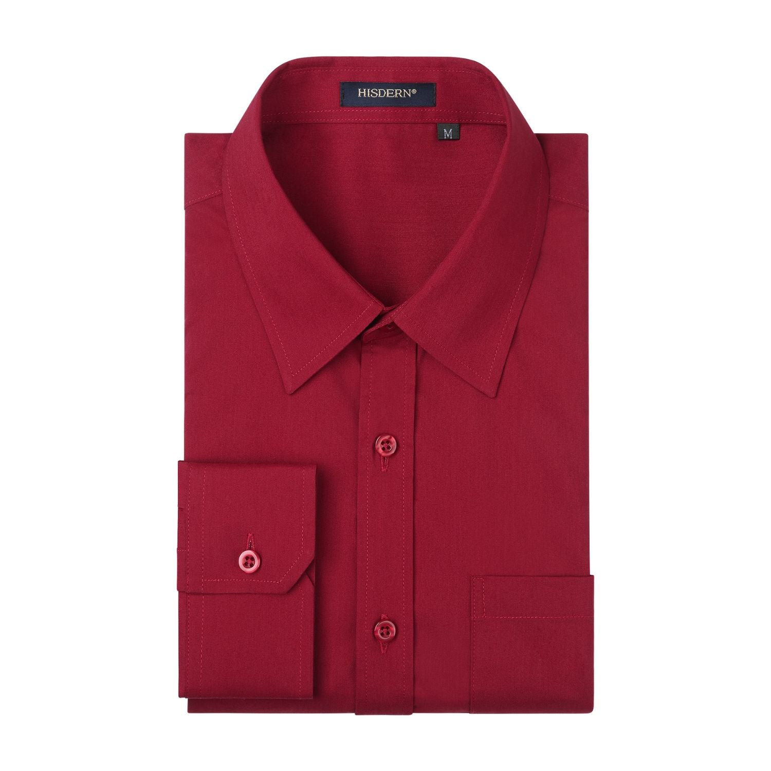 Casual Formal Shirt with Pocket - BURGUNDY