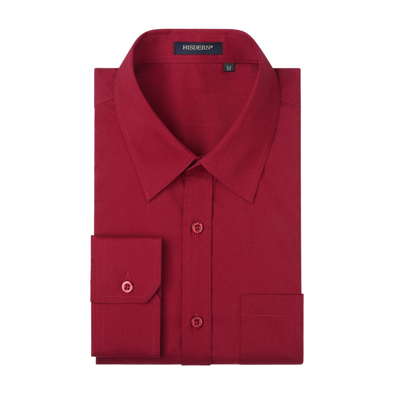 Casual Formal Shirt with Pocket - BURGUNDY 