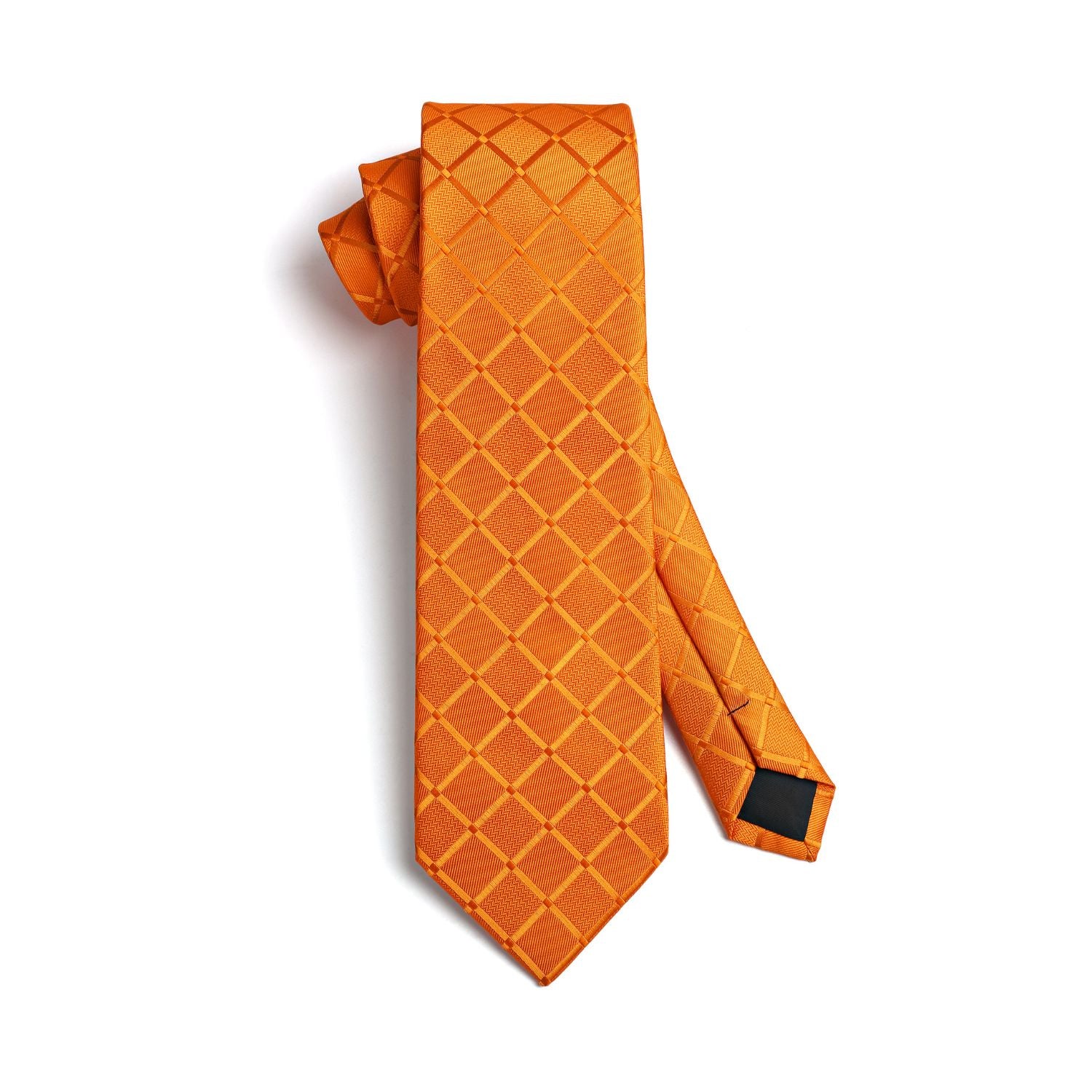 Plaid Tie Handkerchief Cufflinks Clip - BURNT ORANGE