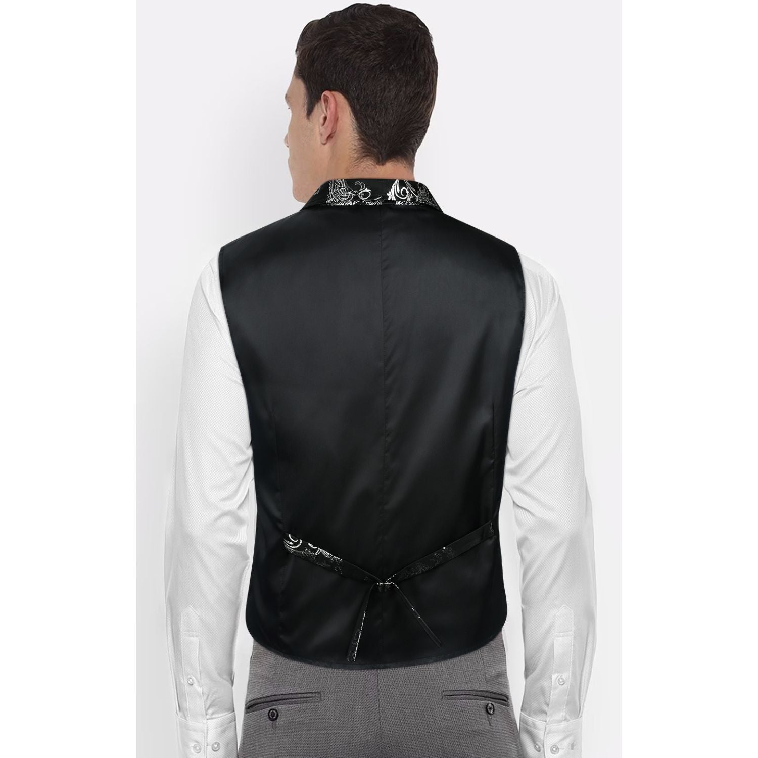 Gothic Lapel Vest for Men - BLACK/SILVER-2