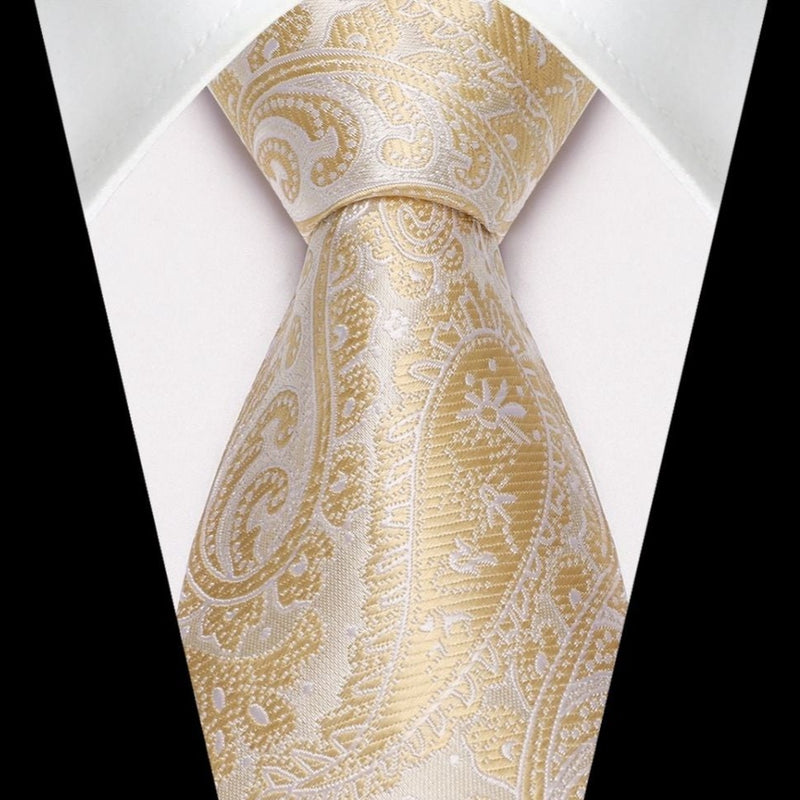 Paisley Tie Handkerchief Set - 03A-CHAMPAGNE2