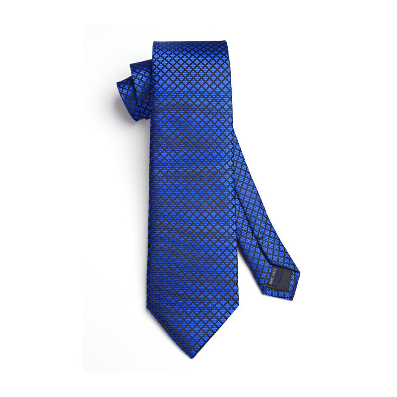 Plaid Tie Handkerchief Cufflinks - 01-ROYAL BLUE 