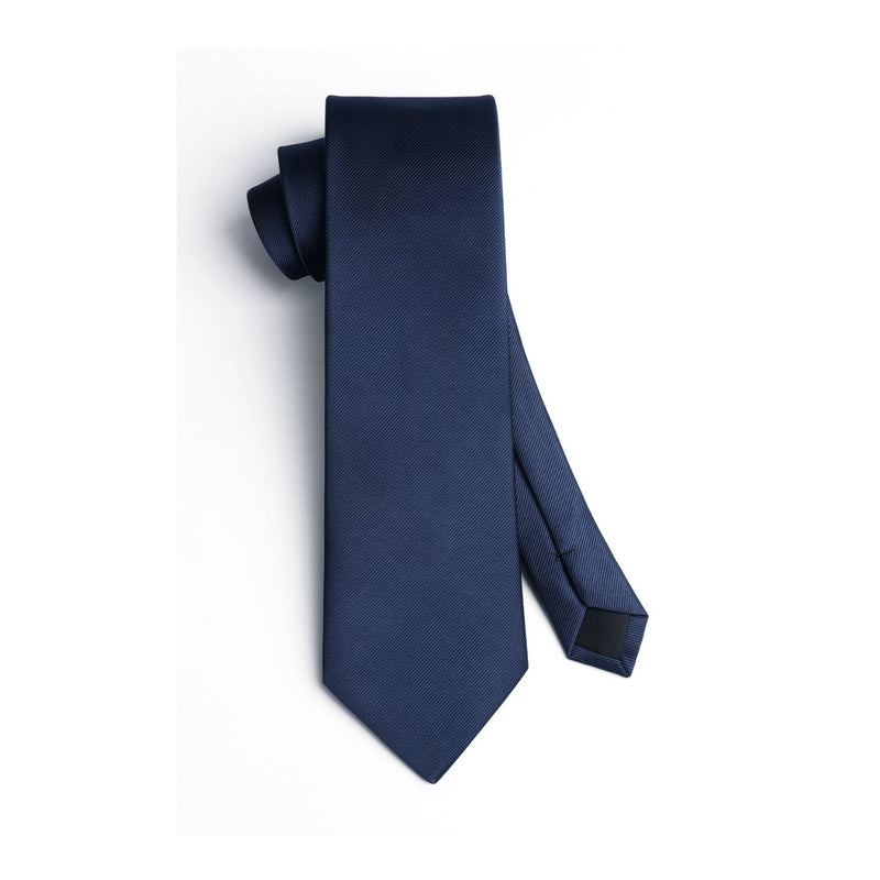 Solid Tie Handkerchief Cufflinks - NAVY BLUE 