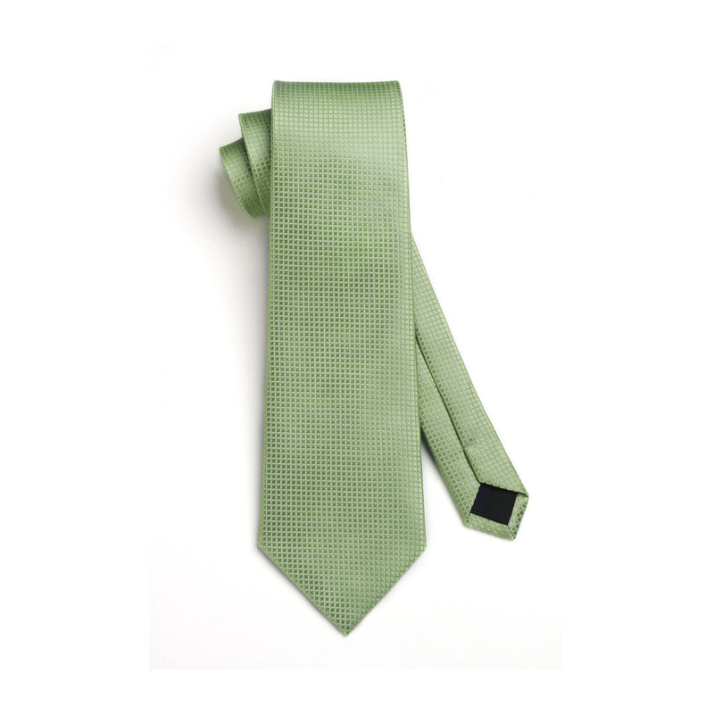 Plaid Tie Handkerchief Cufflinks - 03-SAGE GREEN 