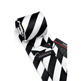 Stripe Tie Handkerchief Cufflinks - 03-BLACK WHITE 