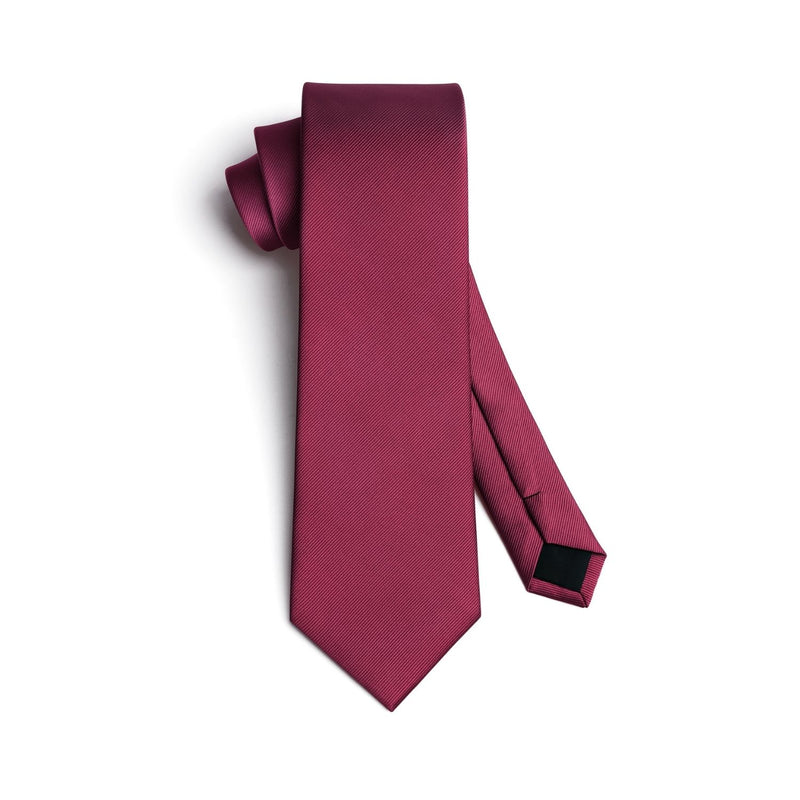 Solid Tie Handkerchief Cufflinks - BURGUNDY/CLARET 