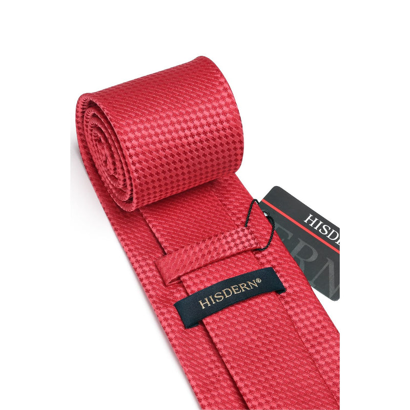 Houndstooth Tie Handkerchief Set - 065-RED 