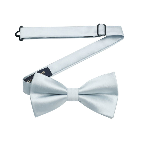 Solid Pre-Tied Bow Tie - SILVER-1 