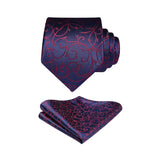 Floral Tie Handkerchief Set - 09 PURPLE/RED 