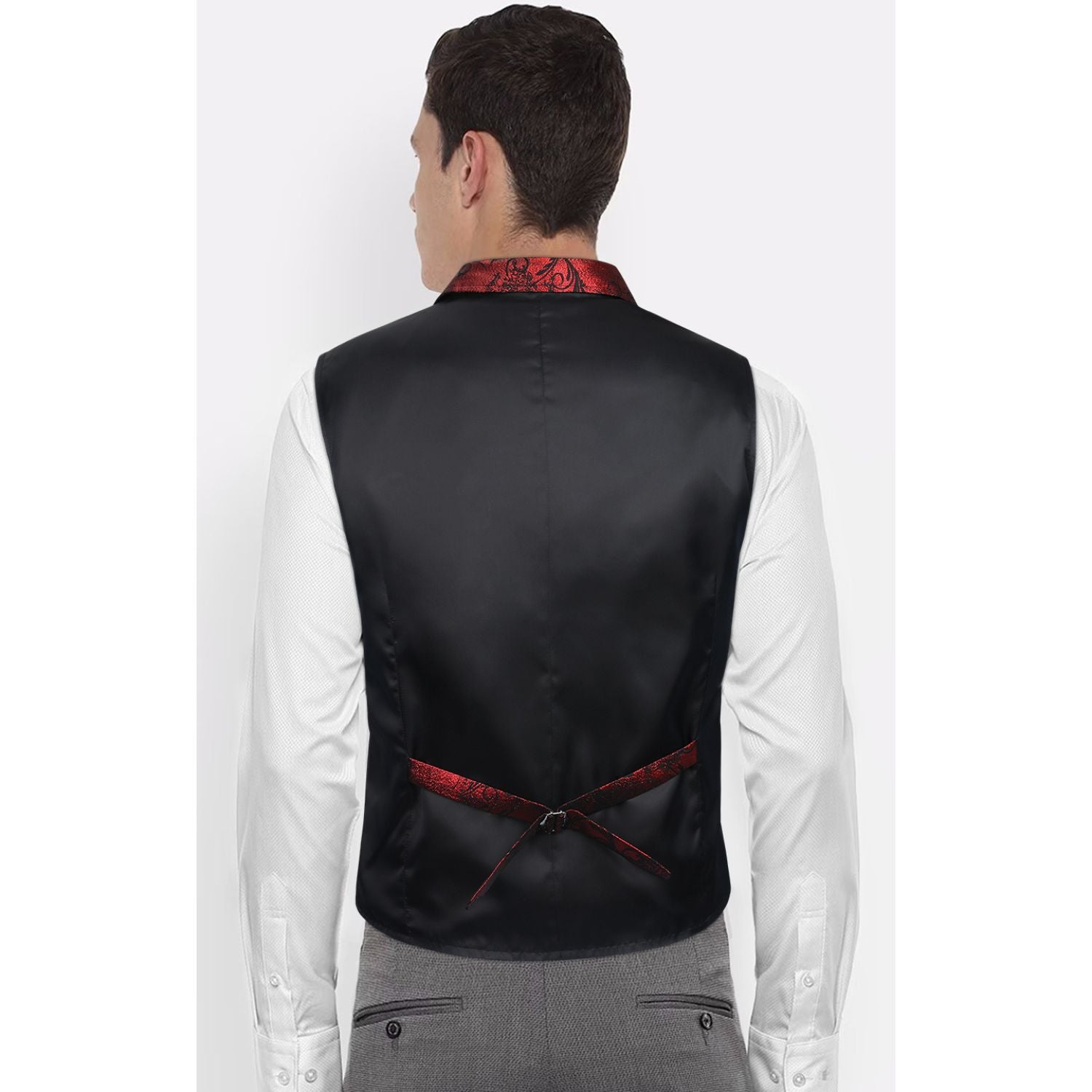 Gothic Lapel Vest for Men - RED/BLACK-5