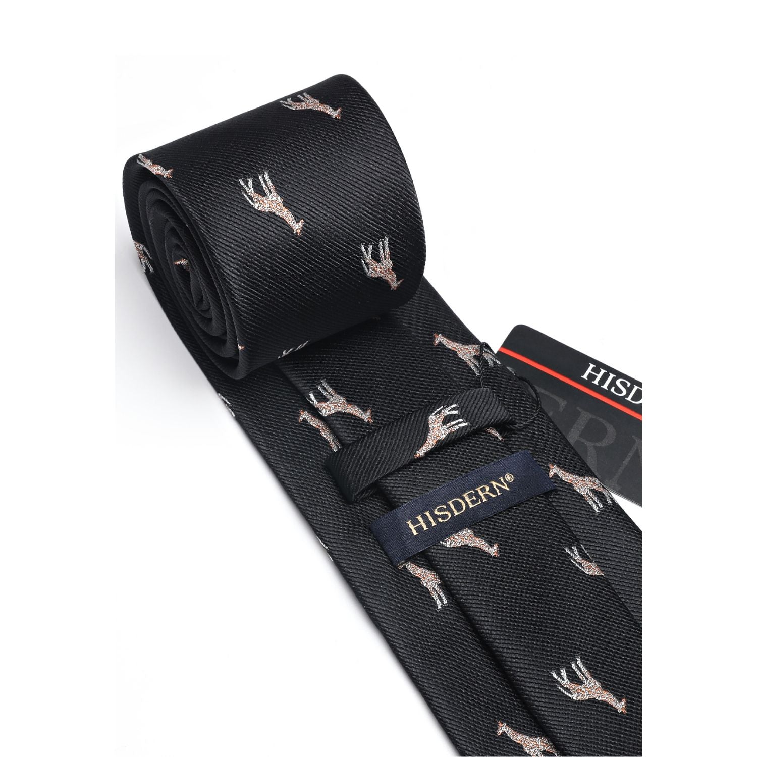 Giraffe Tie Handkerchief Set - BLACK