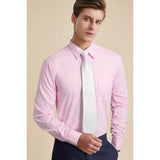 Men's Shirt with Tie Handkerchief Set - 05-PINK/WHITE 