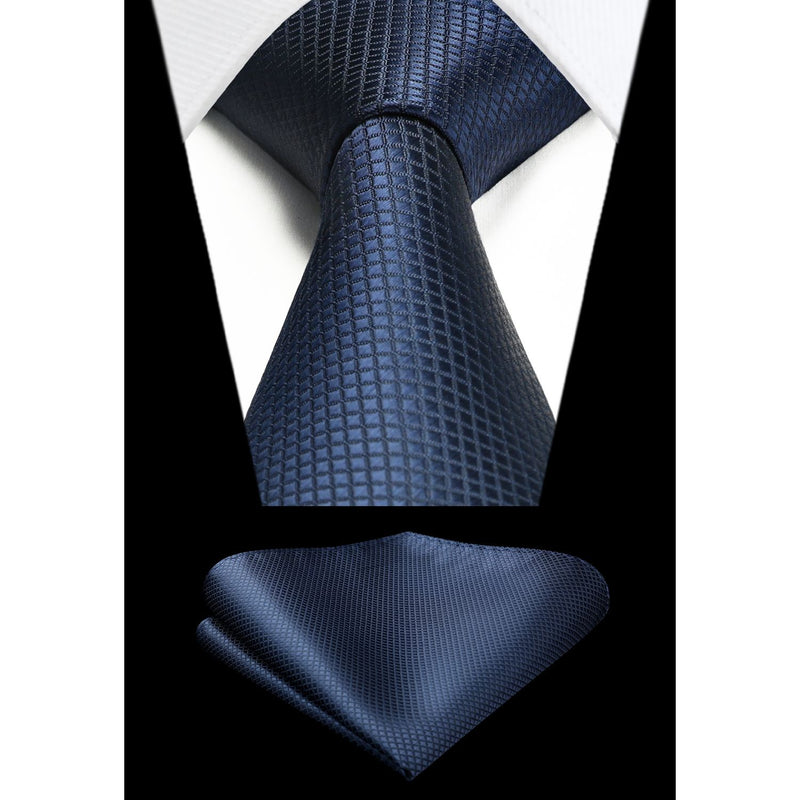 Plaid Tie Handkerchief Set - BLUE 2 