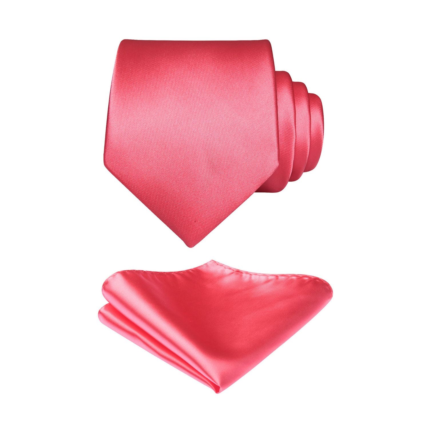 Solid Tie Handkerchief Set - CORAL