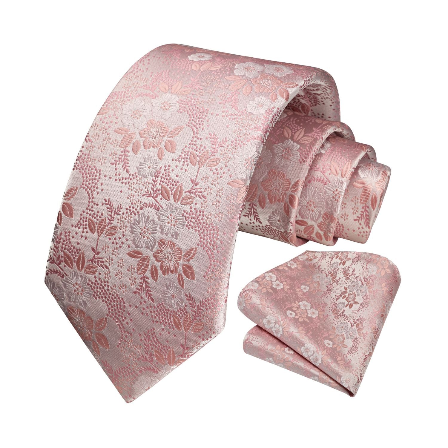 Floral Tie Handkerchief Set - X-PINK FLOWER