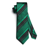 Stripe Tie Handkerchief Cufflinks - C1 - GREEN 