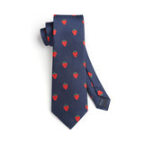 Strawberry Tie Handkerchief Set - NAVY BLUE 