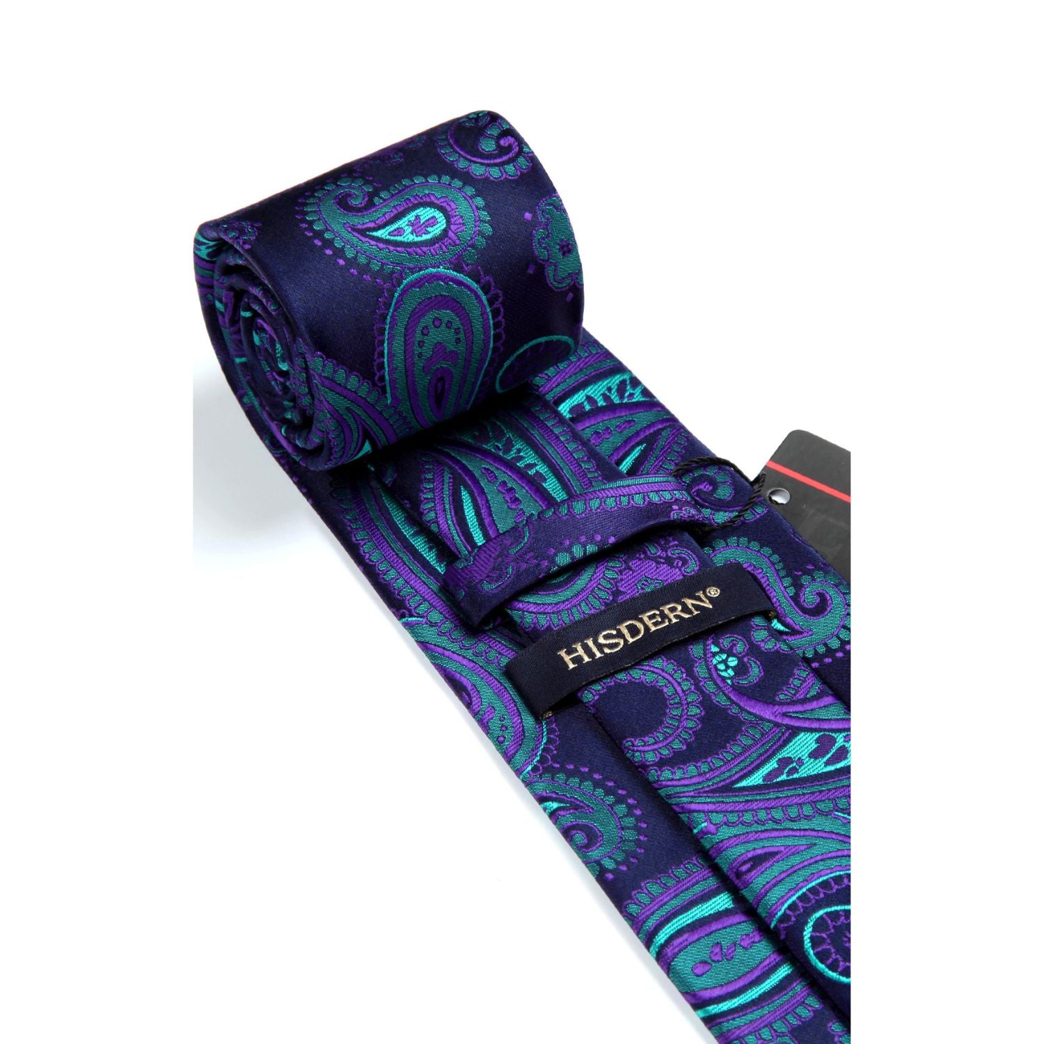 Paisley Floral Tie Handkerchief Set - NAVY BLUE/GREEN/PURPLE