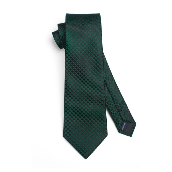Plaid Tie Handkerchief Clip - A-EMERALD GREEN