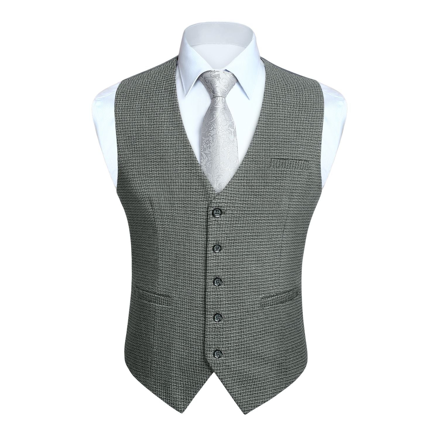 Plaid Slim Vest - B5-GREY