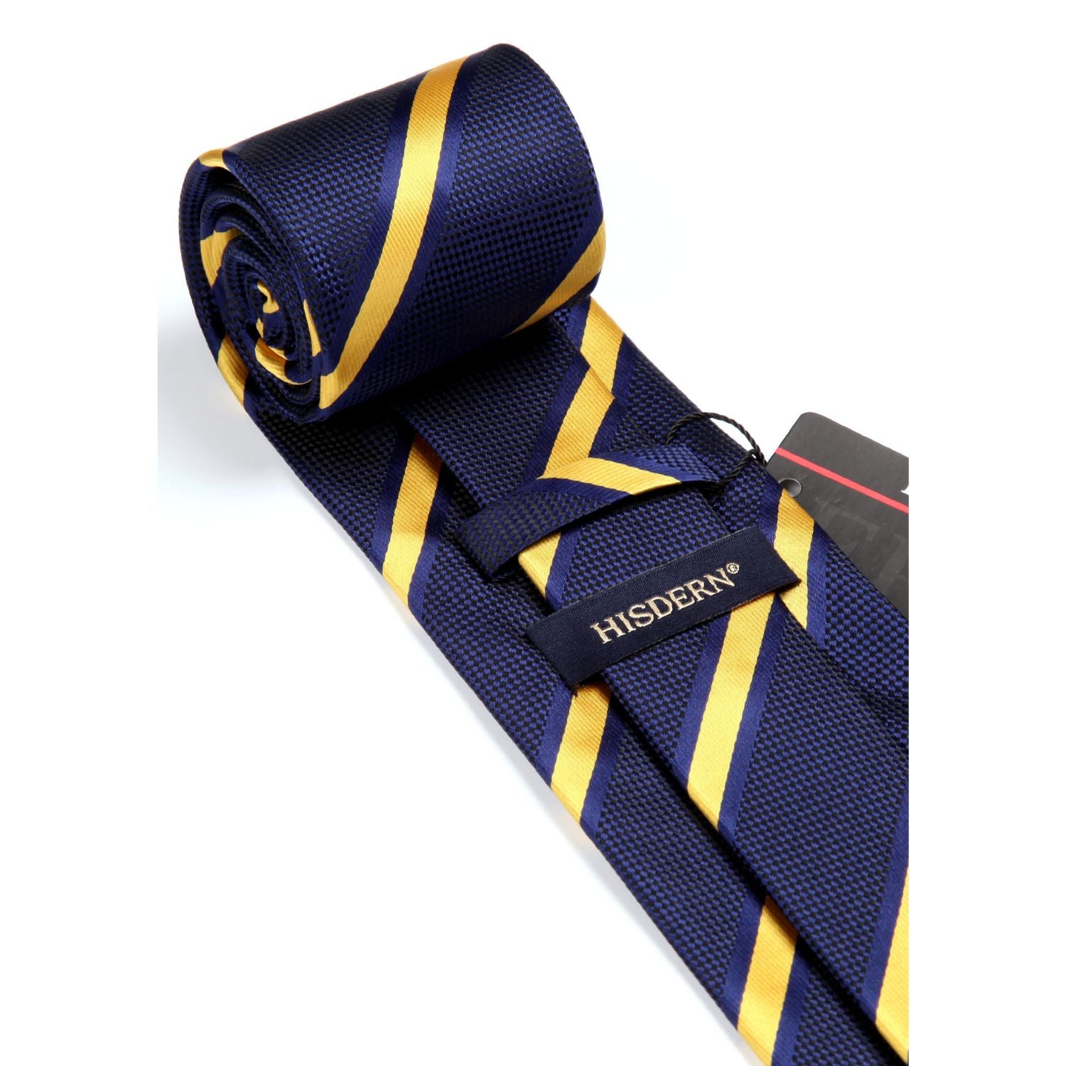 Stripe Tie Handkerchief Set - YELLOW/NAVY