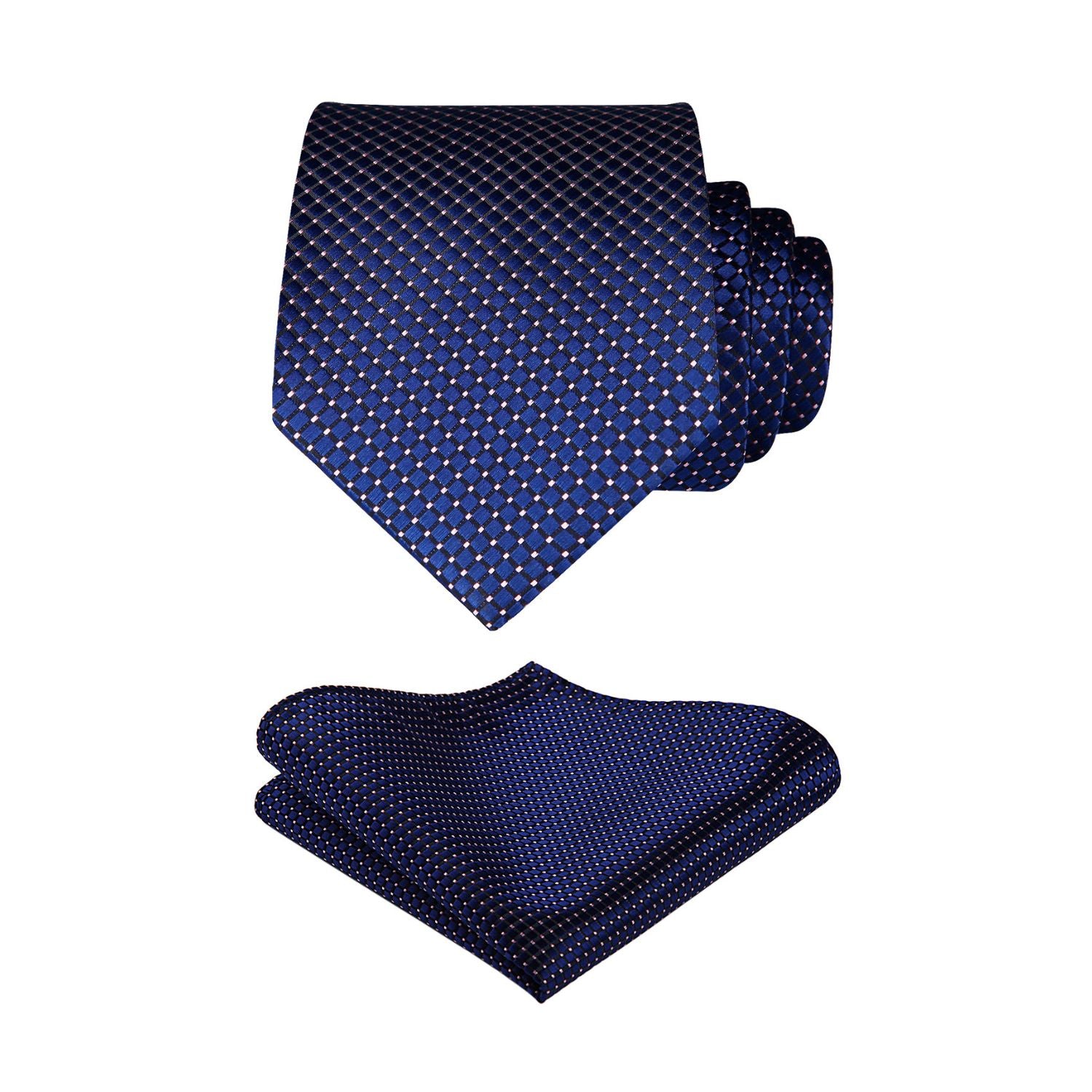 Plaid Tie Handkerchief Set - B-NAVY BLUE