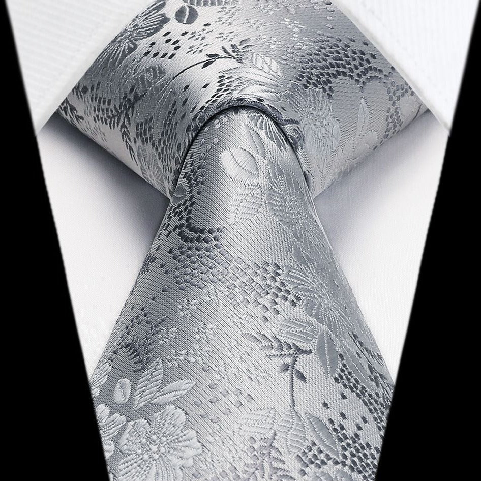 Floral Tie Handkerchief Set - X-BLACK/WHITE