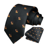 Lion Tie Handkerchief Set - BLACK 