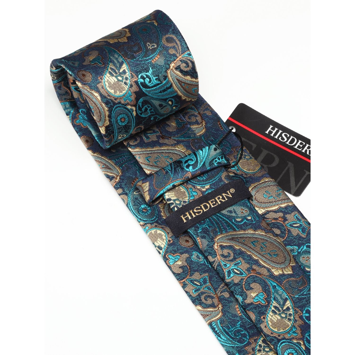 Paisley Tie Handkerchief Cufflinks - GREEN-2