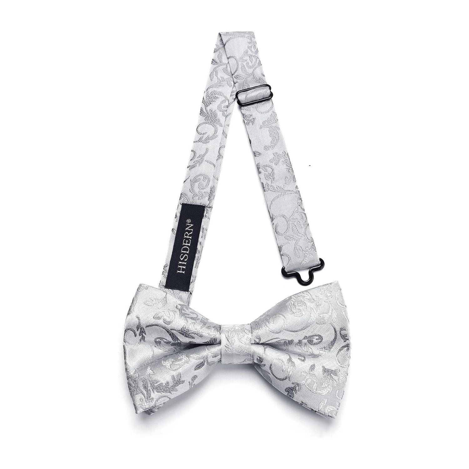 Floral Pre-Tied Bow Tie Pocket Square - 13 GREY