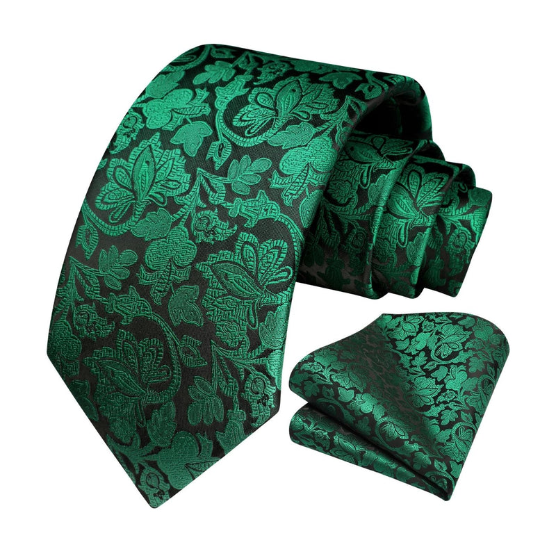 Floral Tie Handkerchief Set - GREEN FLORAL - 9