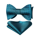 Polka Dots Bow Tie & Pocket Square - E3-GREEN/NAVY BLUE 