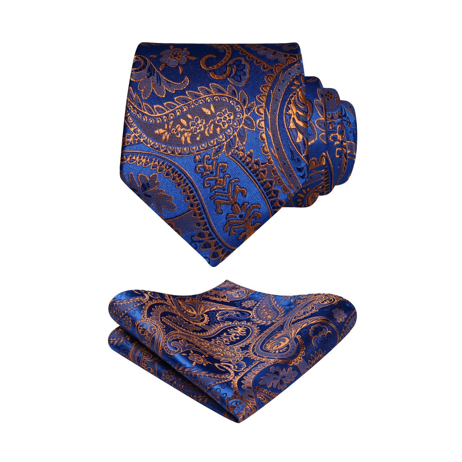 Paisley Tie Handkerchief Set - C2-BLUE ORANGE